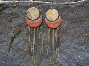 Beaded and wood earring entitled Attila