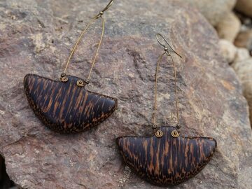 Entitled, Doyenne, a wooden handmade designer earring, simple and classic
