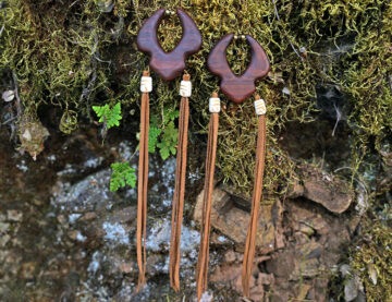 Handmade designer wood and suede tribal style earrings - entitled, Rain Dance