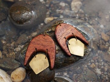 A dynamic and soulful native-style wooden earring from the California collection of TatianaAshna entitled Umbra