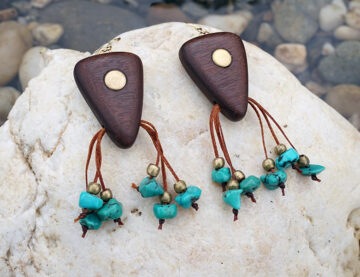 Handmade Wooden and Bead earrings by Tatiana Ashna